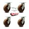Service Caster 8'' Heavy Duty High Temp Phenolic Swivel Caster Set with 2 Swivel Locks, 4PK CRAN-SCC-KP92S830-PHRHT-BSL-2-S-2 - alternate 4